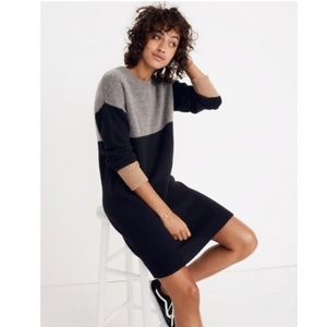 Madewell Colorblock Sweater Dress 100% Wool M